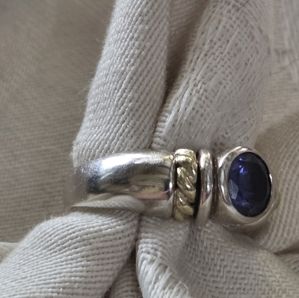 David Wysor Vintage Iolite Ring, SS & 18k, Size 7.5 - Picture 4 of 14